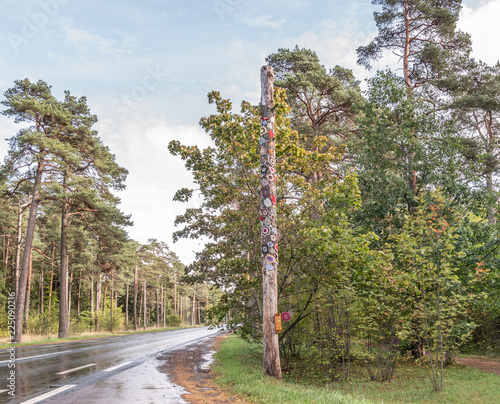 Pole cavered with handicraft photo