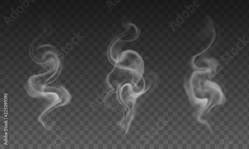 Vector set of realistic transparent smoke effects