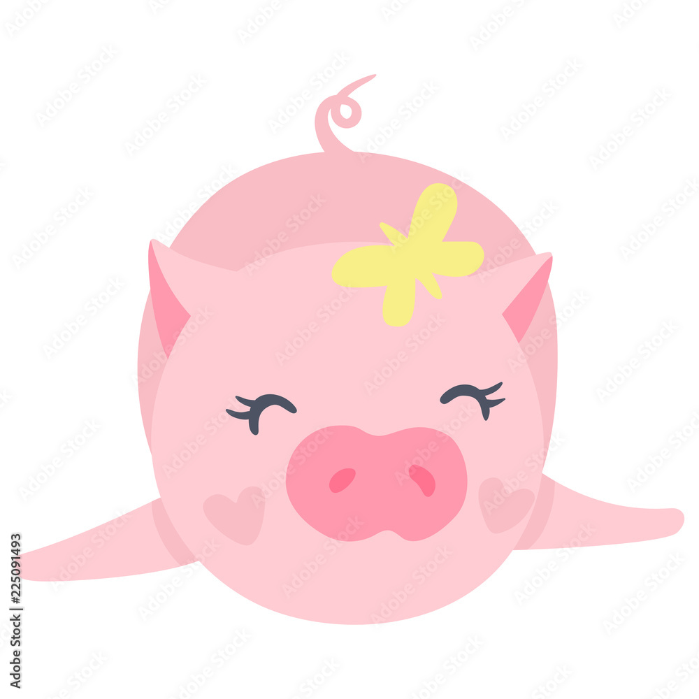 Fototapeta premium Pigs illustration isolated on white. Symbol of new year