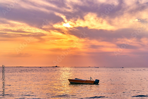 Idyllic sunset ocean bay view