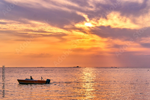 Idyllic sunset ocean bay view