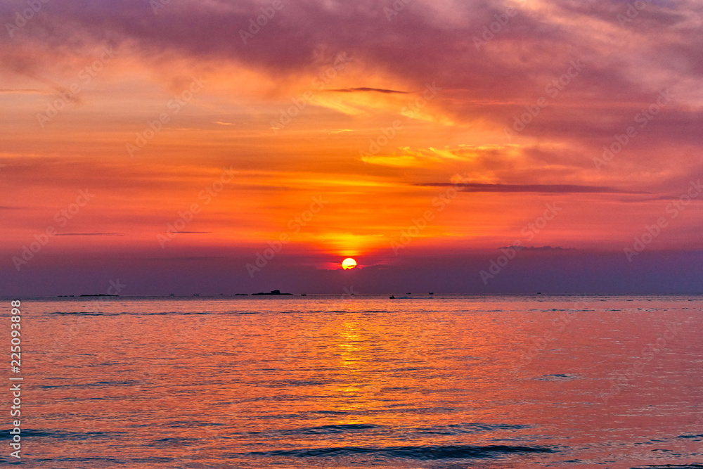 Idyllic sunset ocean bay view