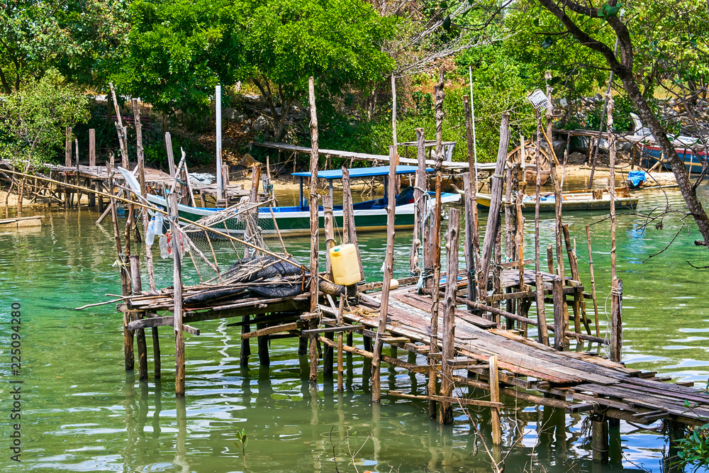 Fototapeta premium Fishing village on Langkawi island, Malaysia