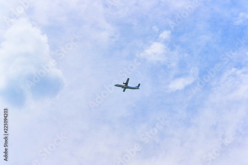 Plane is taking off from an island