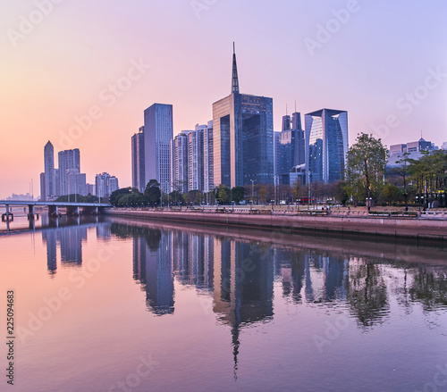 The beautiful Guangzhou city sunset scene and the skyline view, China © Alexey Pelikh