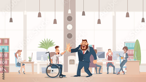 People Work in Office. Vector Illustration.