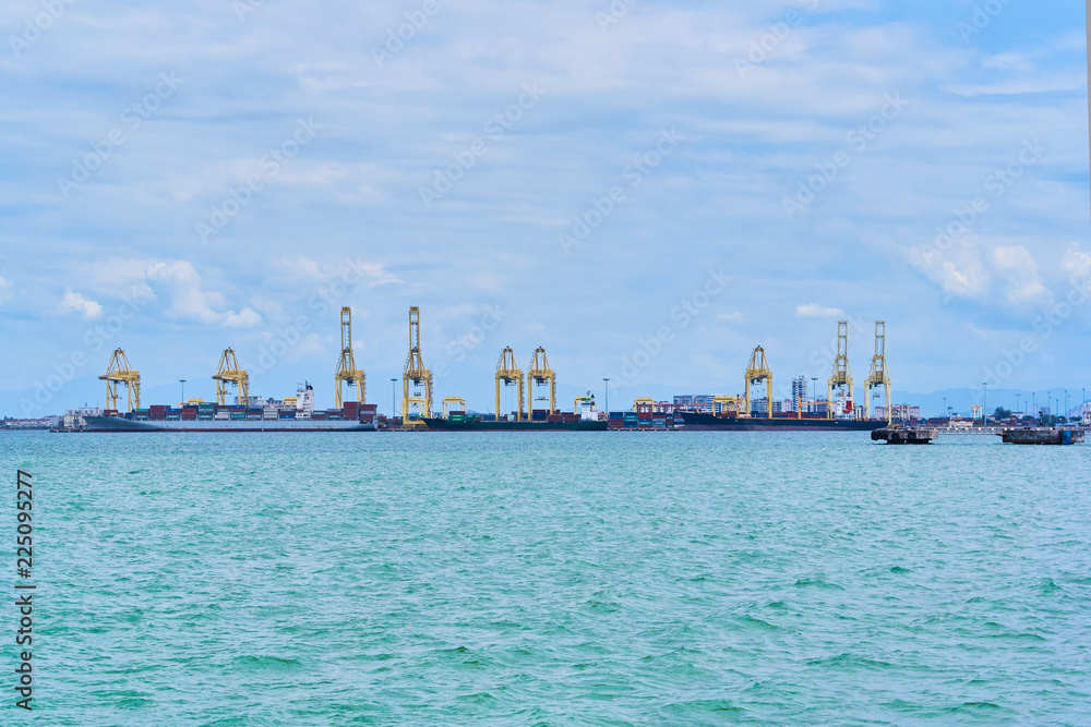 Penang island sea port in Malaysia