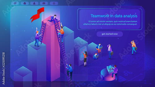 Financial Analytics Teamwork Vector Web Banner