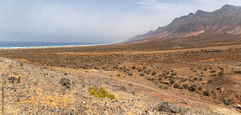 Volcanic hills over Cofete Beach in Fuerteventura, Canary Islands
