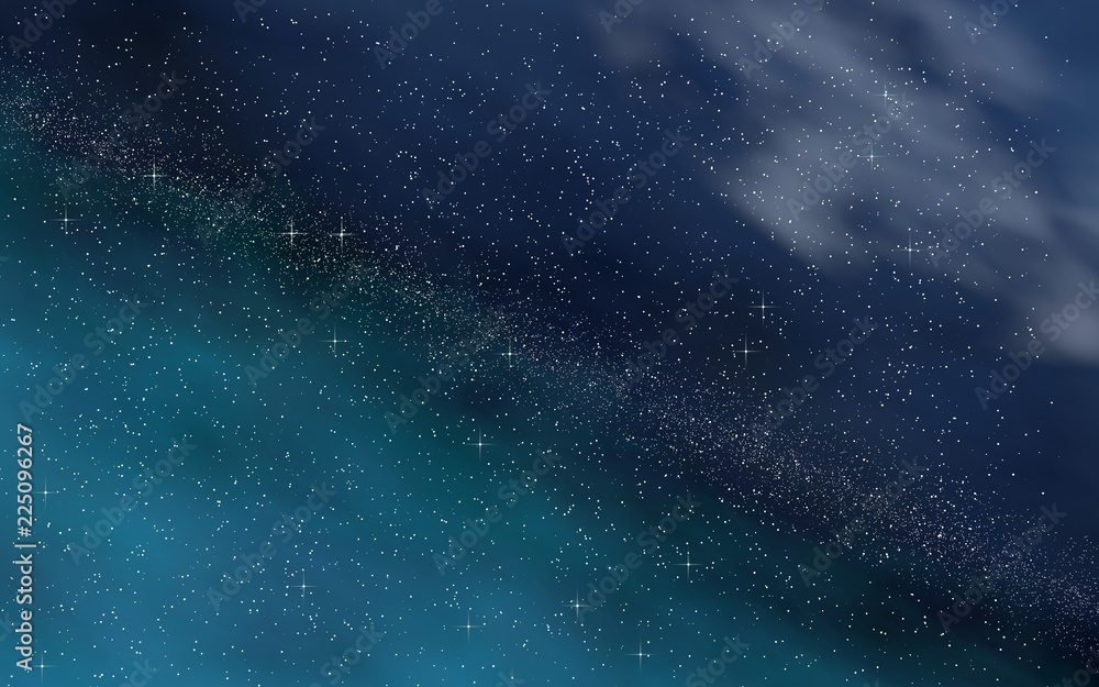 Fototapeta premium Colorful and beautiful space background. Outer space. Starry outer space texture. Templates, blue background. 3D illustration