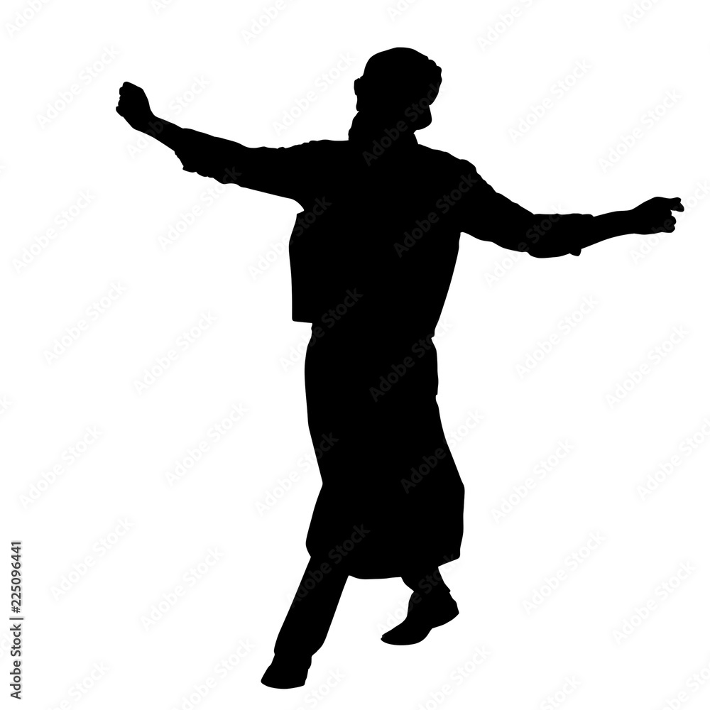 Greek dancer silhouette perform the syrtaki Greek dancer silhouette perform the syrtaki