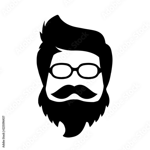 The Barber. Handsome man with beard and mustache. Barber shop symbol. Male with moustache. Man face. Beard and moustache silhouette isolated on white background