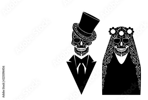 Skull icon wedding couple background
