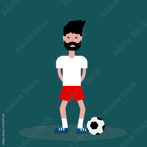 flat vector guy boy footballer on green background