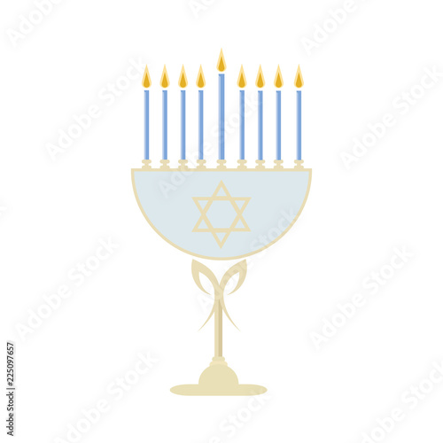 vector of the jewish holiday of hanukkah with the golden menorah and the traditional candelabra