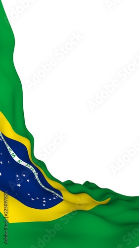 Waving flag of Brazil. Ordem e Progresso. Order and progress. Rio de Janeiro. South America. State symbol. 3D illustration