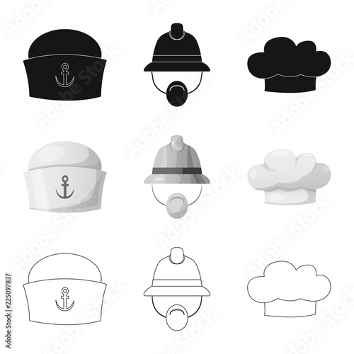 Isolated object of headgear and cap sign. Collection of headgear and accessory stock symbol for web.