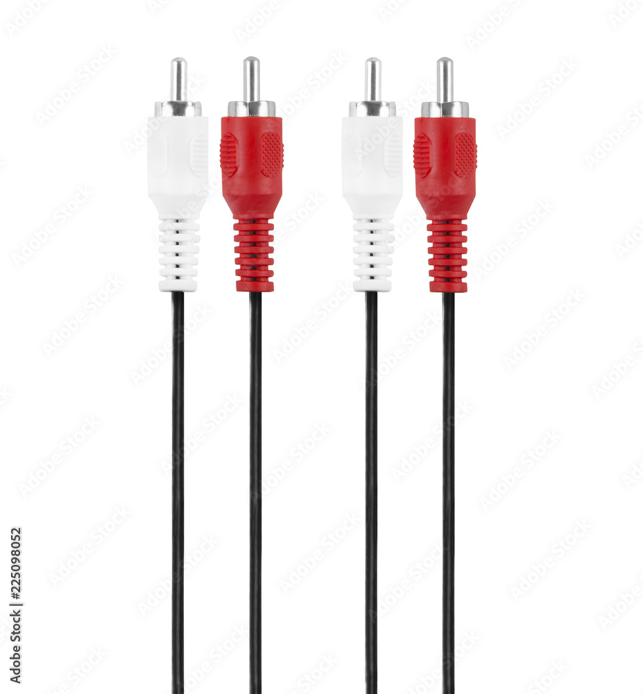 audio video cable isolated on white background audio video cable isolated on white background