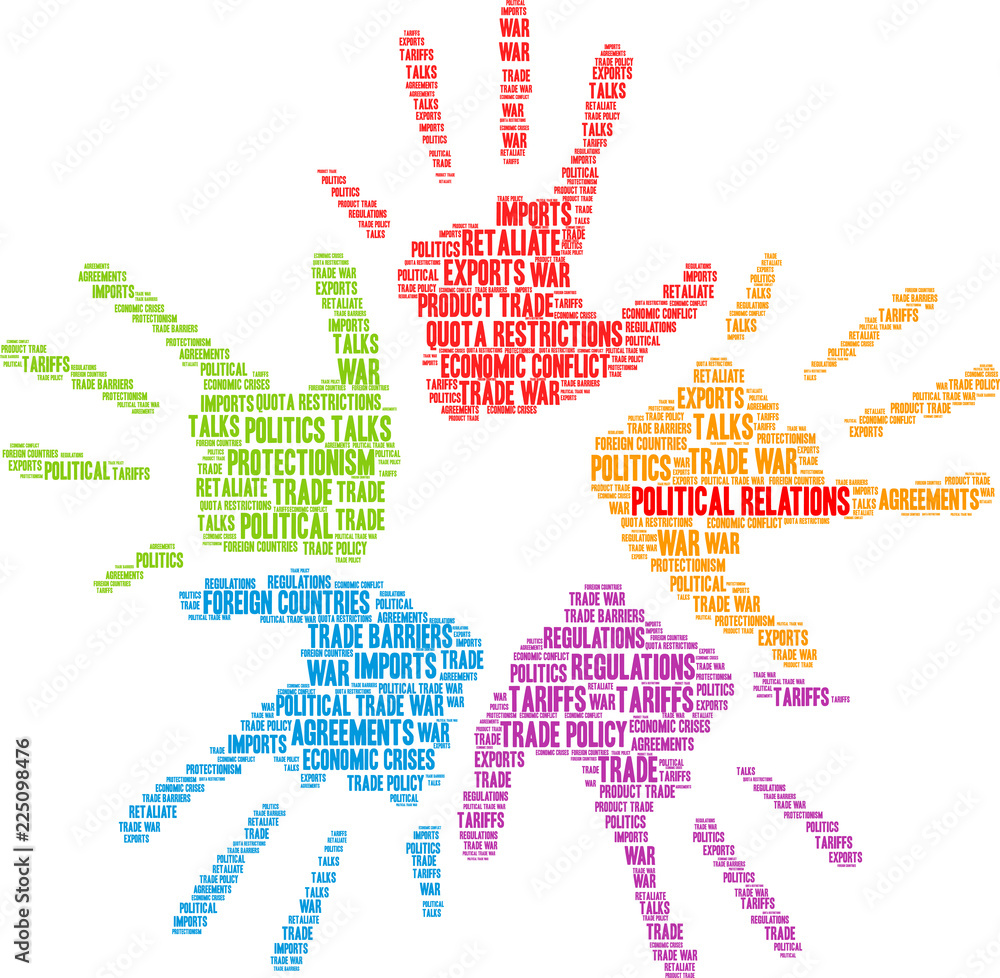 Political Relations Word Cloud on a white background. Political Relations Word Cloud on a white background.