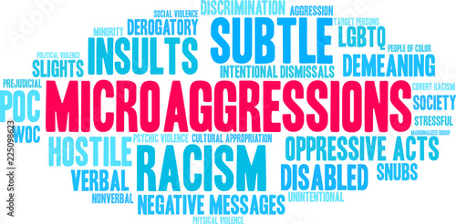 Microaggressions Word Cloud on a white background. 