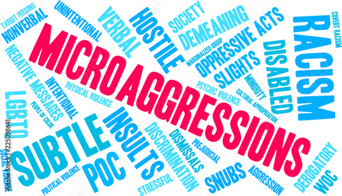 Microaggressions Word Cloud on a white background. 
