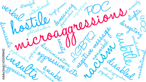 Microaggressions Word Cloud on a white background. 