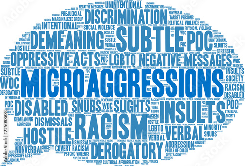 Microaggressions Word Cloud on a white background. 