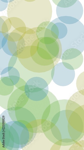 Multicolored translucent circles on a white background. Vertical image orientation. 3D illustration