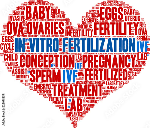 In Vitro Fertilization Word Cloud on a white background. 