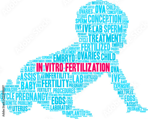 In Vitro Fertilization Word Cloud on a white background. 
