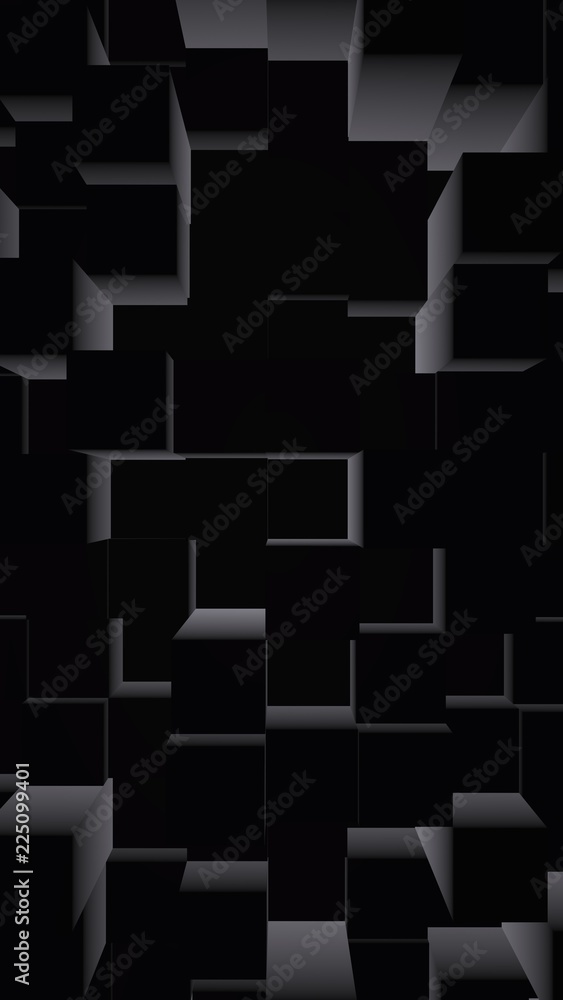 Abstract dark elegant cube geometric background. Chaotically advanced rectangular bars. 3D Rendering, 3D illustration Abstract dark elegant cube geometric background. Chaotically advanced rectangular bars. 3D Rendering, 3D illustration