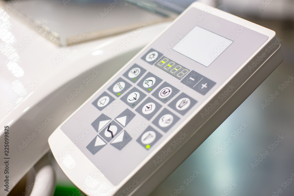 Modern control panel of dentist machine for treatment teeth. Dentist workplace in clinic. Modern control panel of dentist machine for treatment teeth. Dentist workplace in clinic.