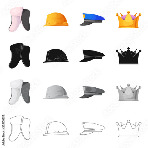 Isolated object of headgear and cap symbol. Set of headgear and accessory vector icon for stock.