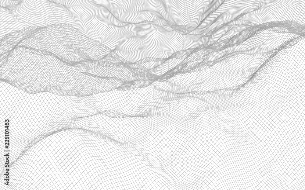 Abstract landscape on a white background. Cyberspace grid. Hi-tech network. 3d technology illustration Abstract landscape on a white background. Cyberspace grid. Hi-tech network. 3d technology illustration