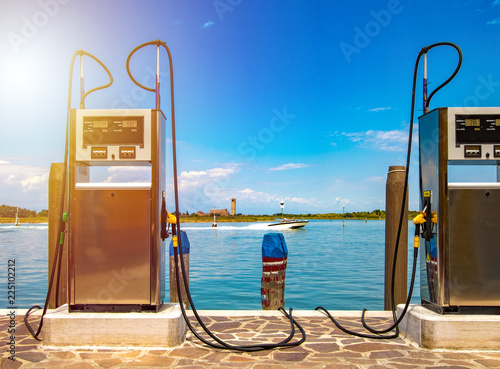 Boat petrol station, marine fuel tank station