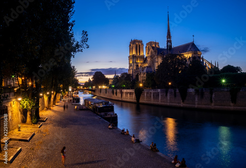 Notre Dame de Paris, France at dusk