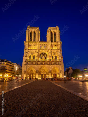 Notre Dame de Paris, France at dusk