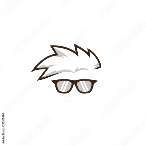 Mohawk geek nerd glasses face logo icon illustration