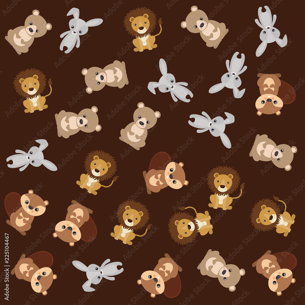 cute animals group pattern background