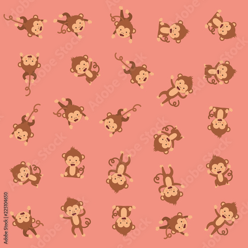 Fototapeta Naklejka Na Ścianę i Meble -  cute monkeys pattern background
