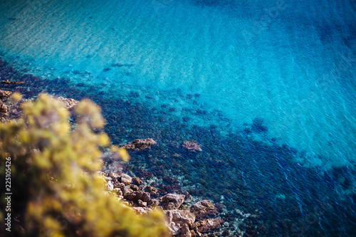 Azure water of Golden Bay Beach Malta