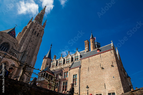 Church of Our Lady Bruges, Bonifacius Bridge and the building with the smallest window in Bruges photo