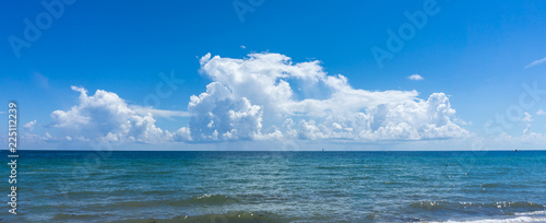 Beautiful scene of the horizon   seascape from the Miami south Dania beach Hollywood  Florida USA. Dramatic cloudy sky