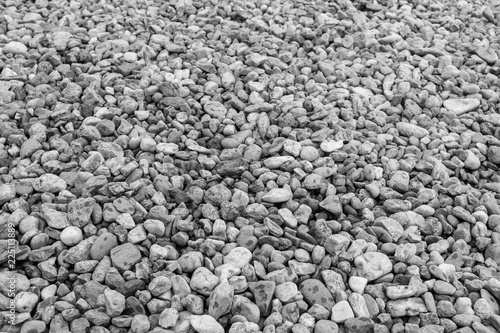Black & white, sea pebble from beach. For background stones or floor texture.