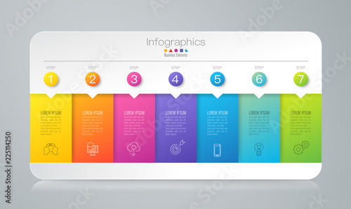 Infographics design vector and business icons with 7 options.