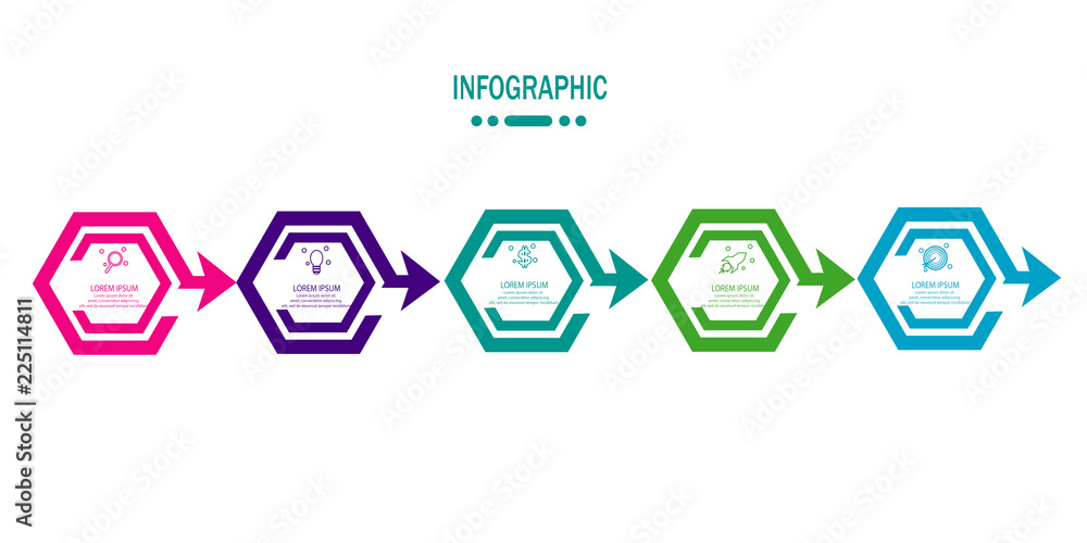timeline infographic with 5 options template vector Stock Vector ...