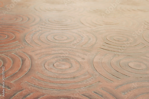 Perspective View of Circular Pattern Stamped Concrete Pavement © masummerbreak