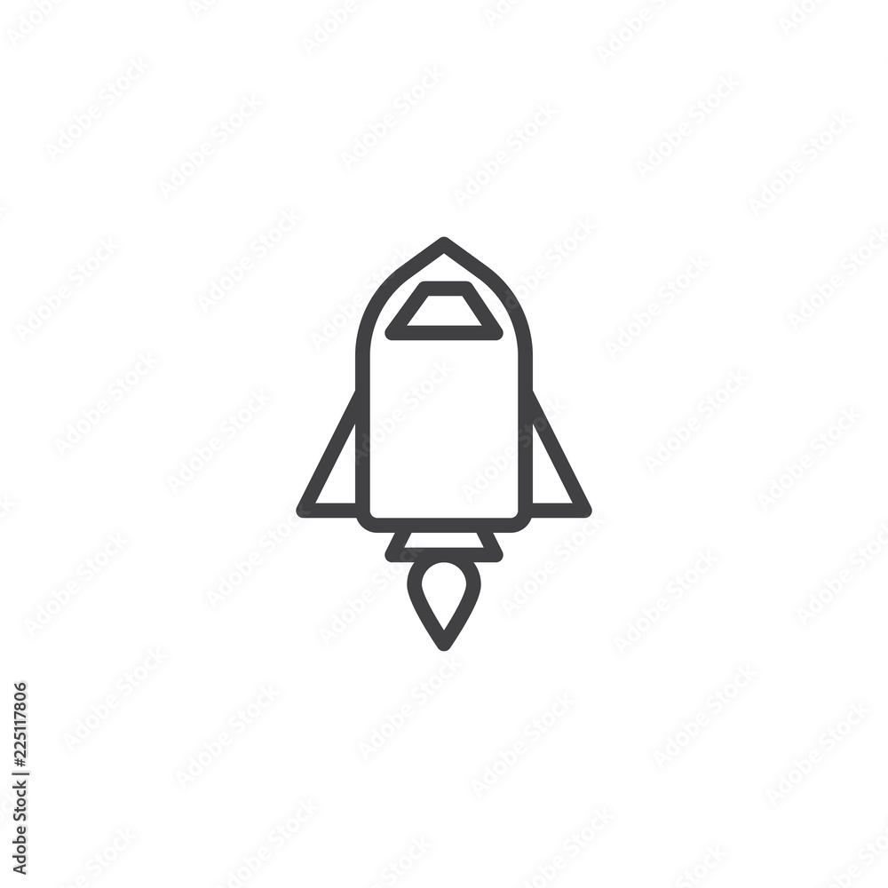 Start up rocket outline icon. linear style sign for mobile concept and web design. Spaceship simple line vector icon. Symbol, logo illustration. Pixel perfect vector graphics