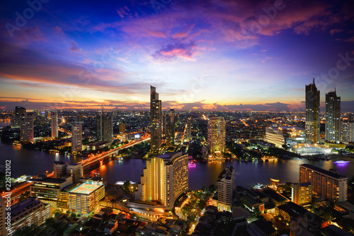 Aerial view of bangkok city skyline and skyscraper  Bangkok Thailand