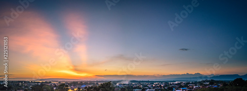 Scenic panoram view of city against sky during sunset image. Beautiful landscape during sunset.